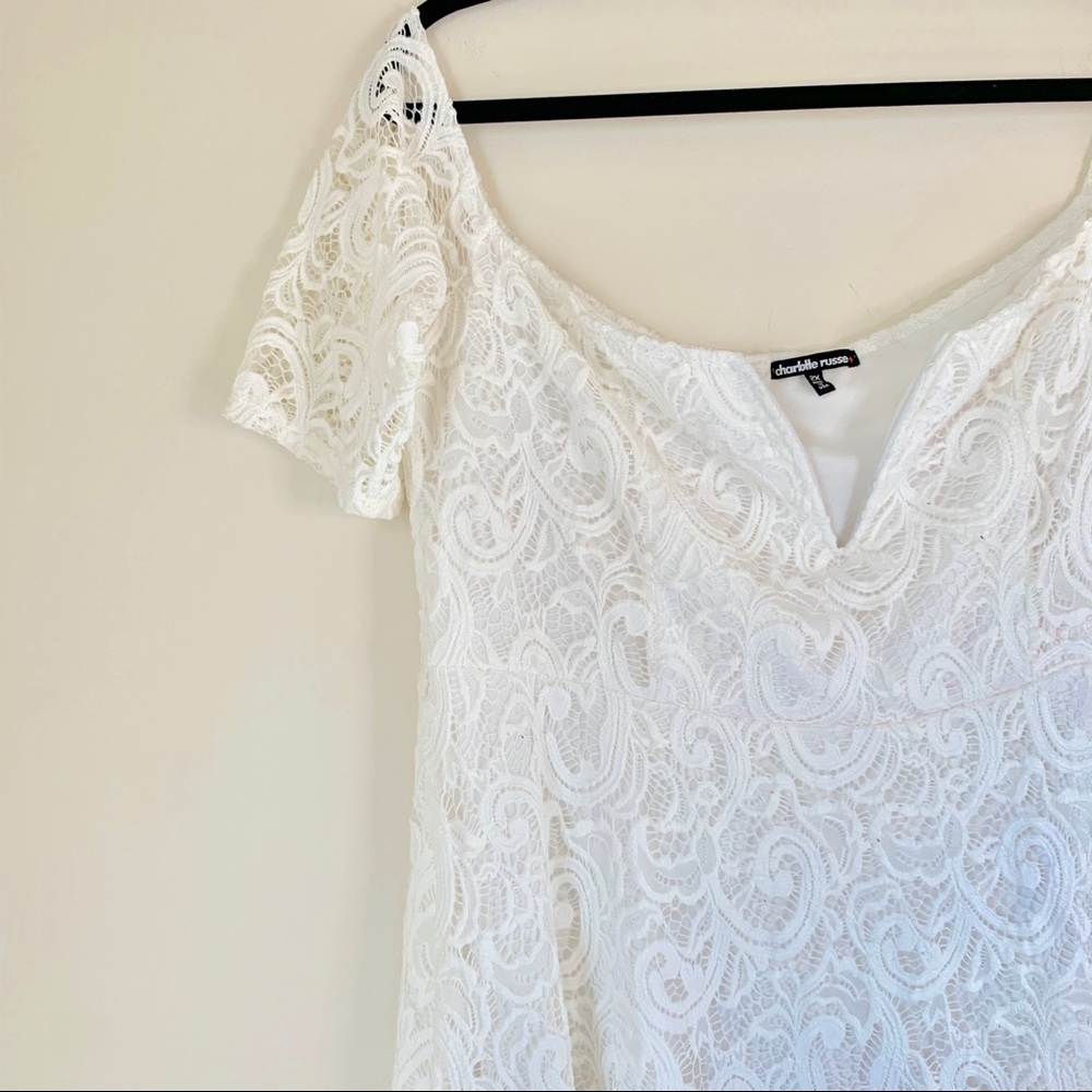BRIDAL DRESS- White Lace Off-the-Shoulder Dress